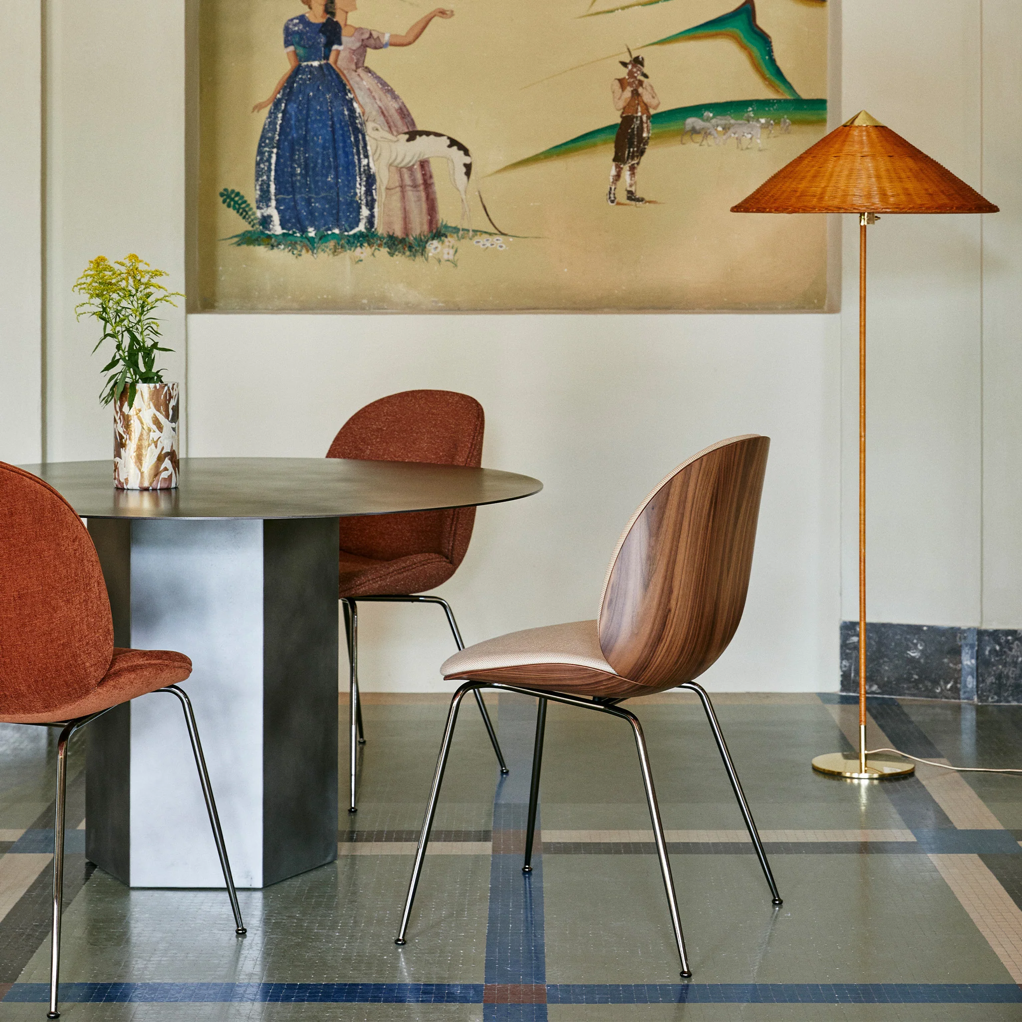 Beetle Dining Chair Veneer Shell Conic Base by Gubi - Image 8