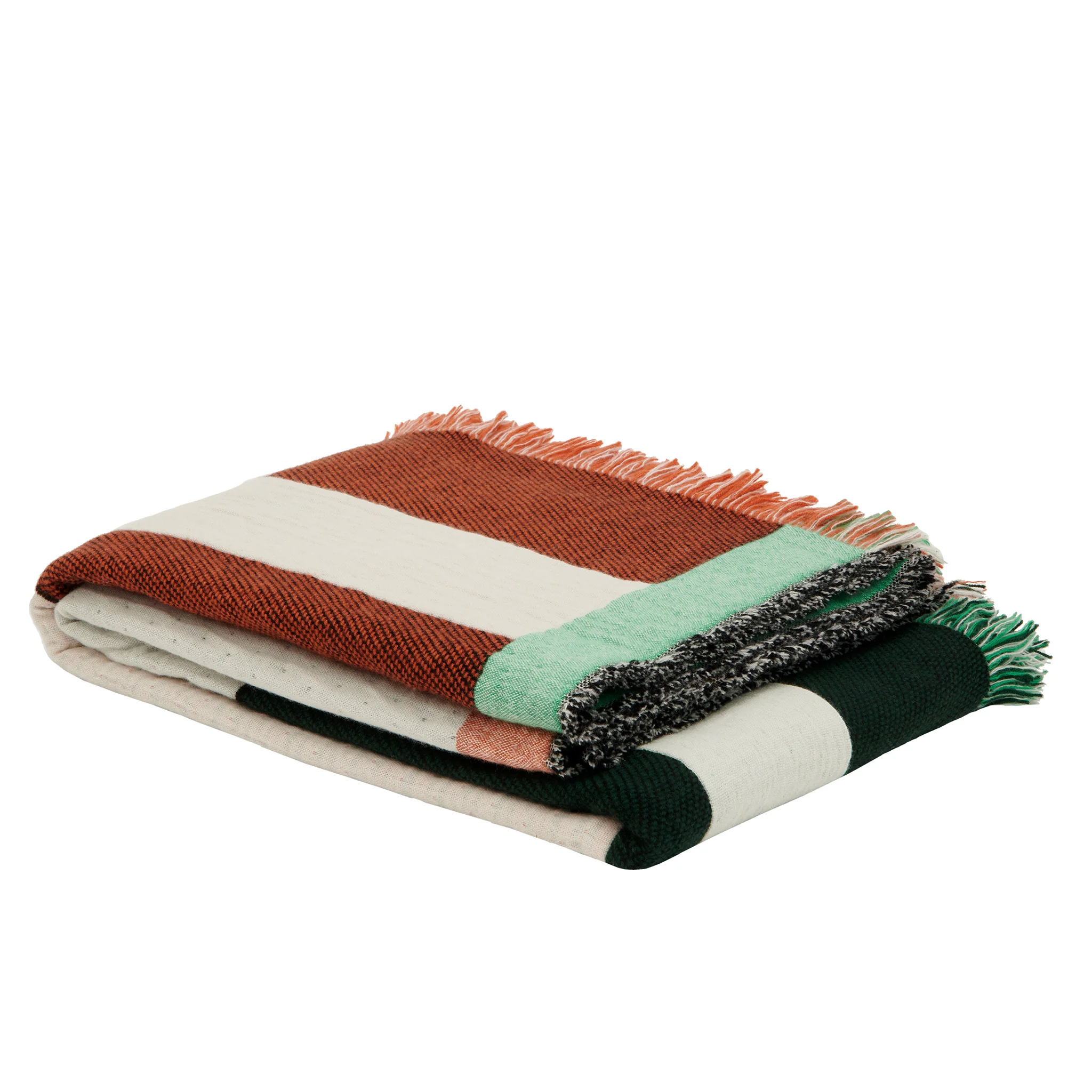 Dash Lambswool & Cashmere Blanket / Green + Orange - Image 3