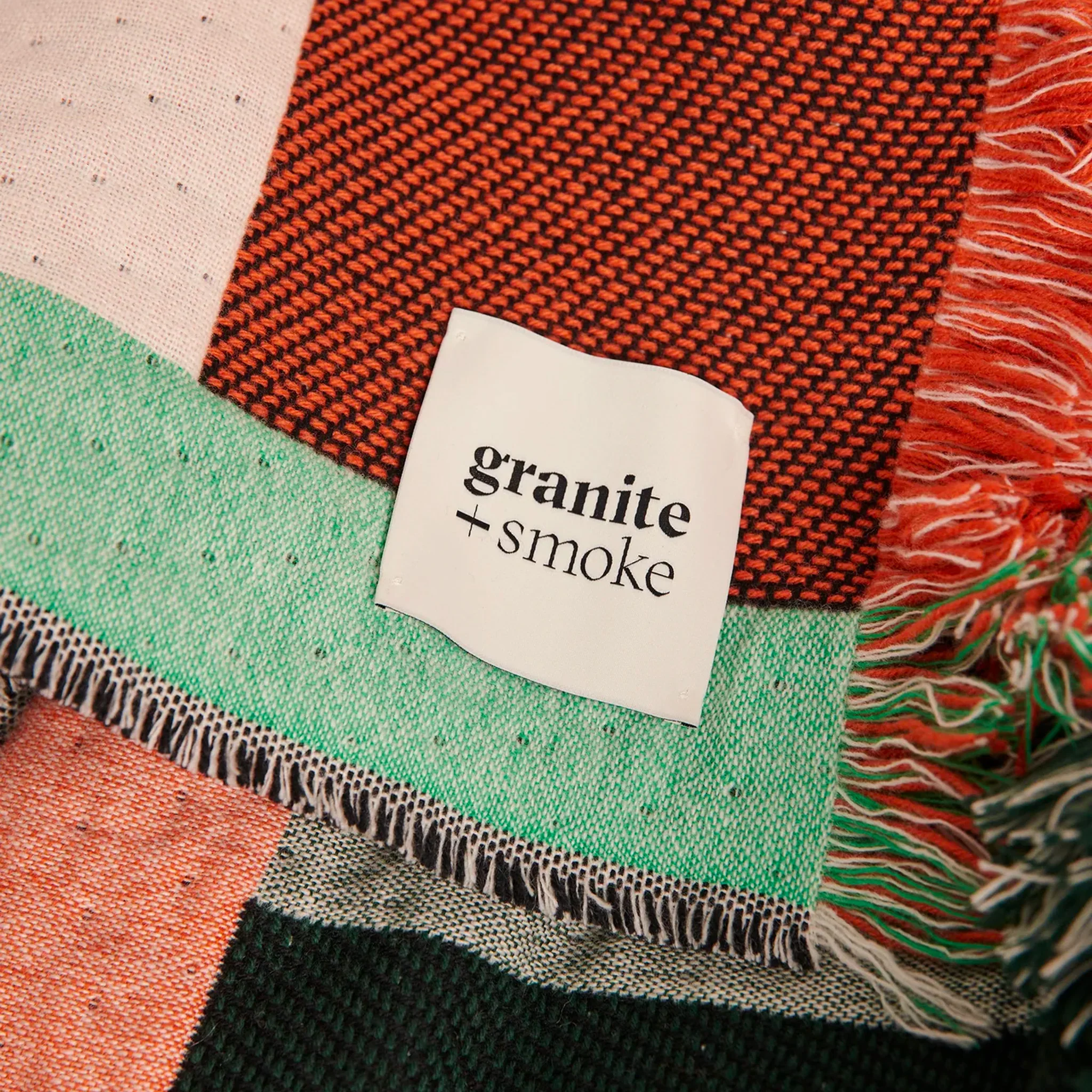Dash Lambswool & Cashmere Blanket / Green + Orange - Image 4