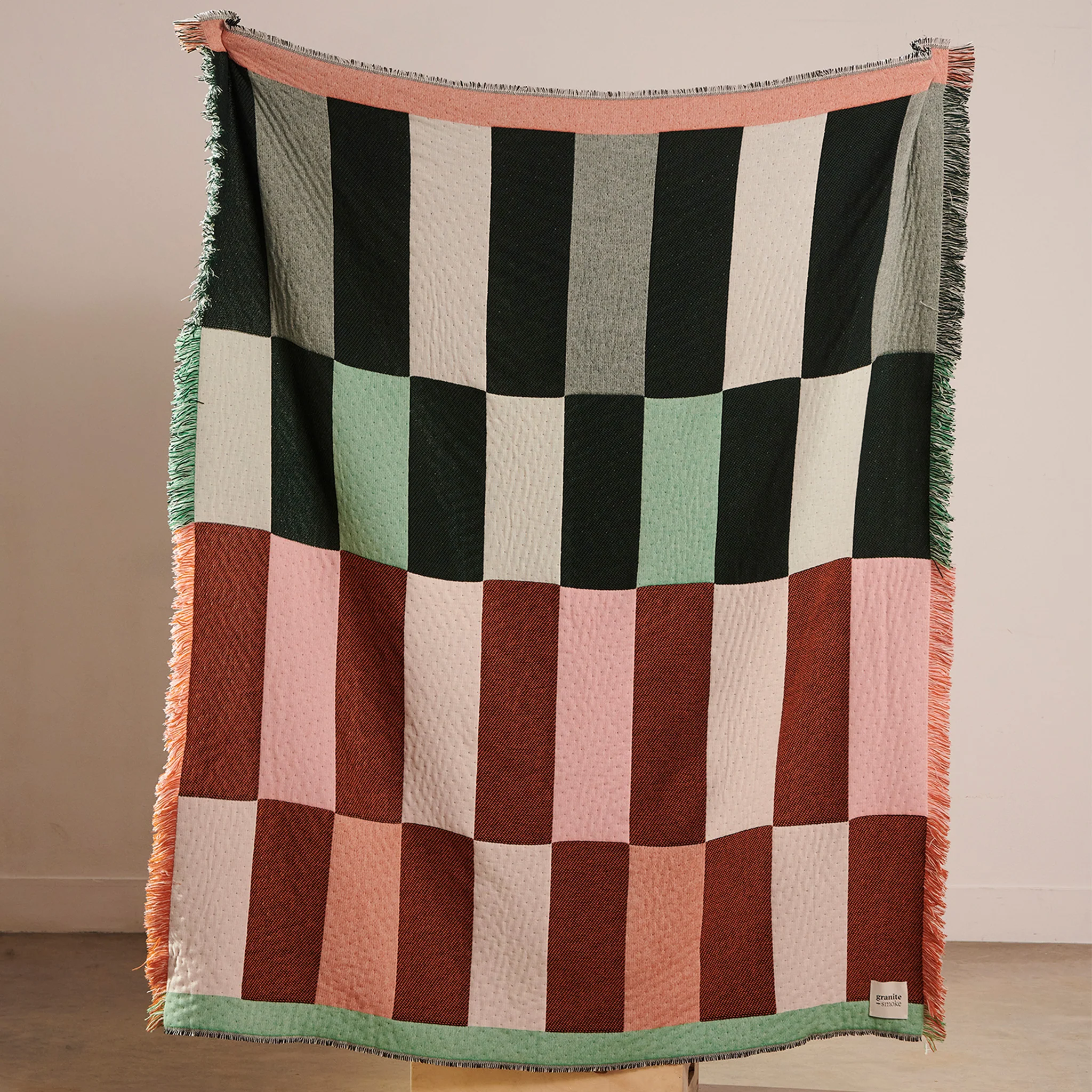 Dash Lambswool & Cashmere Blanket / Green + Orange - Image 5
