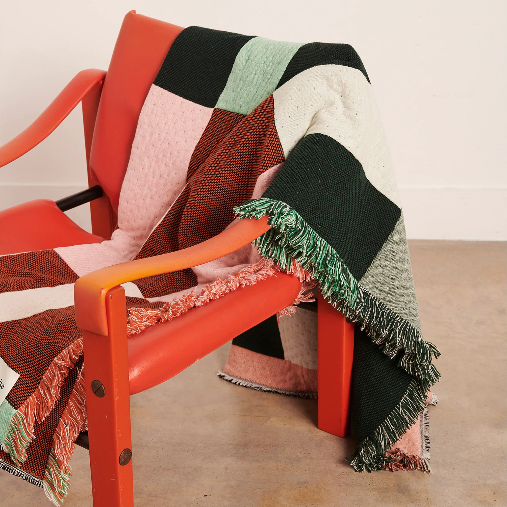Dash Lambswool & Cashmere Blanket / Green + Orange - Image 6