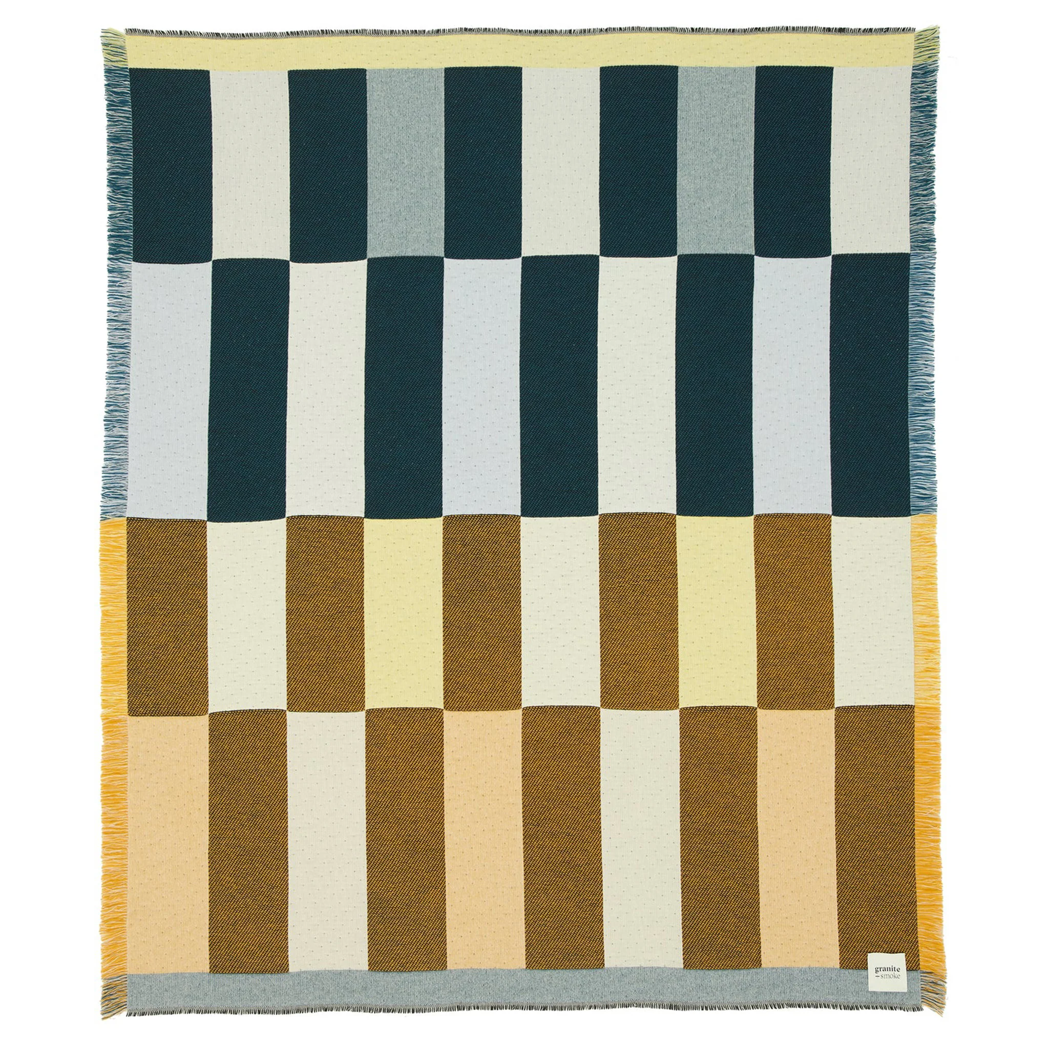 Dash Lambswool & Cashmere Blanket / Teal + Yellow - Image 2