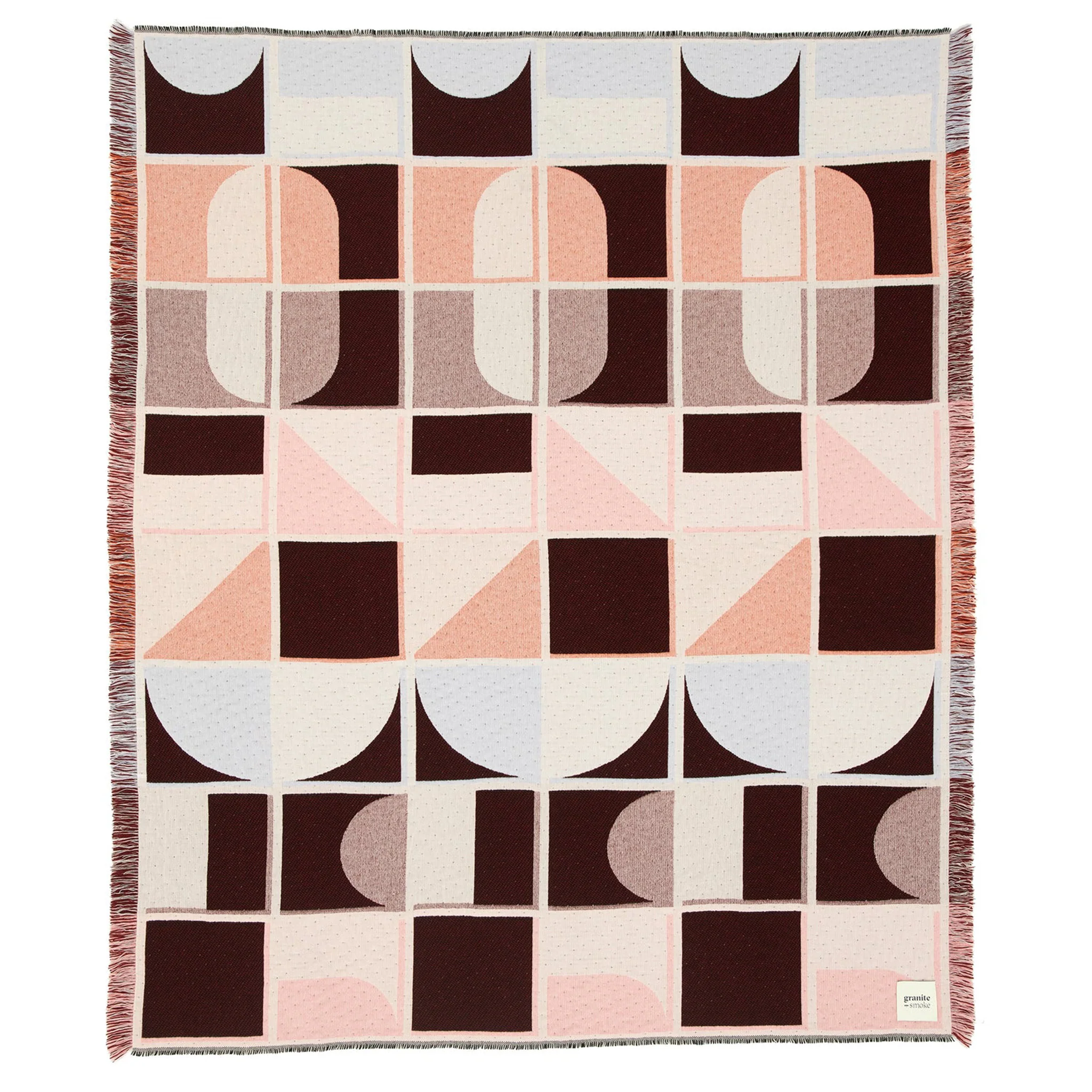 Grid Lambswool & Cashmere Blanket / Pink + Maroon